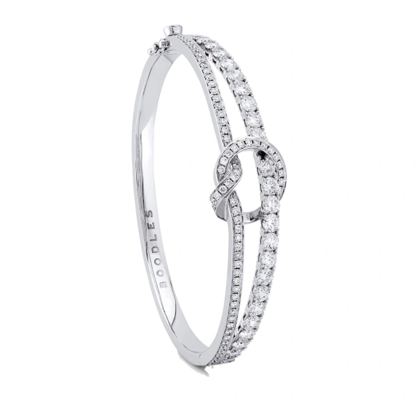 Boodles The Knot White Gold Diamond Medium Bangle | Fine Bracelets | Coveti