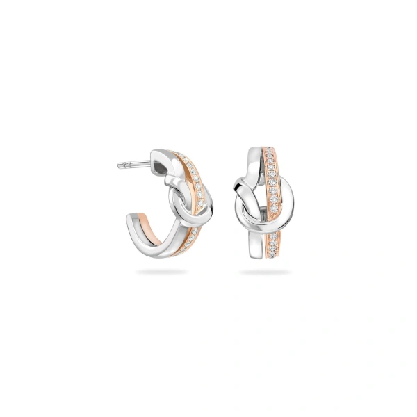 Boodles The Knot White and Rose Gold Diamond Earrings | Fine Earrings | Coveti