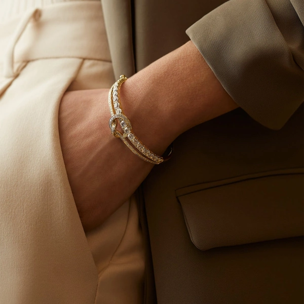 Boodles The Knot Yellow Gold Diamond Large Bangle | Fine Bracelets | Coveti