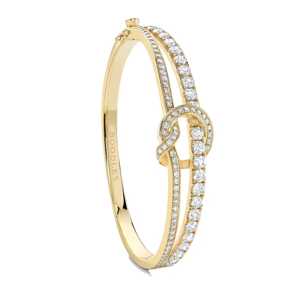 Boodles The Knot Yellow Gold Diamond Medium Bangle | Fine Bracelets | Coveti
