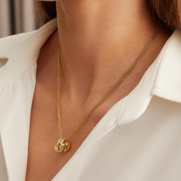Boodles The Knot Yellow Gold Diamond Pendant | Fine Necklaces | Coveti