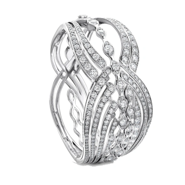 Boodles The Tide Diamond Platinum Bangle | Fine Bracelets | Coveti