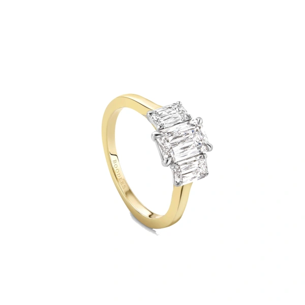 Boodles Trilogy Ashoka Cut Diamond Yellow Gold Engagement Ring | Fine Rings | Coveti