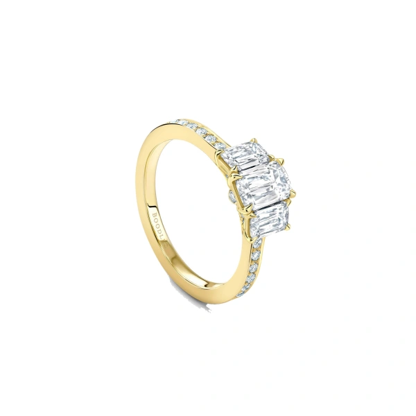 Boodles Trilogy Ashoka Cut Yellow Gold Diamond Ring | Fine Rings | Coveti