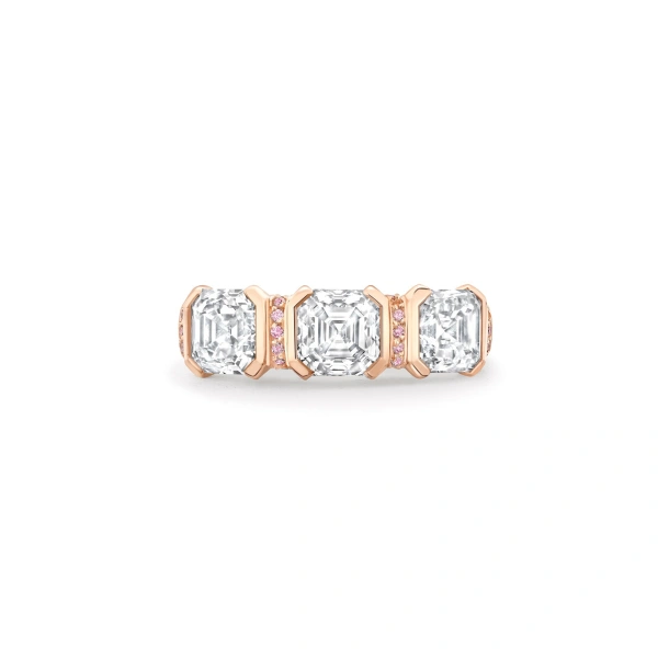 Boodles Trilogy Asscher Diamond Rose Gold Ring | Fine Rings | Coveti