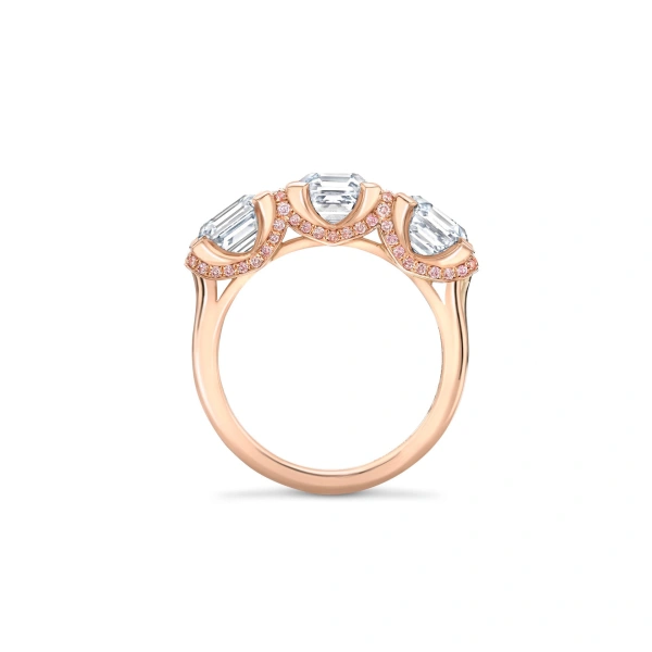 Boodles Trilogy Asscher Diamond Rose Gold Ring | Fine Rings | Coveti