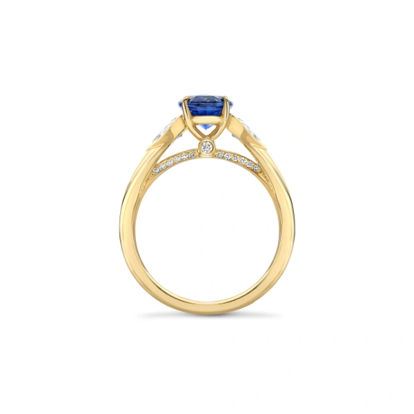 Boodles Trilogy Cupid Oval Sapphire Yellow Gold Ring | Fine Rings | Coveti