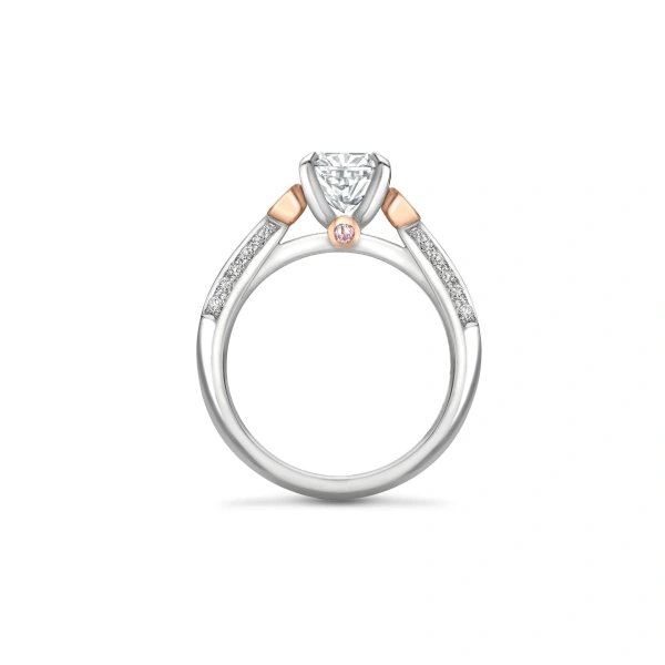 Boodles Trilogy Diavik Cushion Diamond Pink Diamond Shoulders Platinum Ring | Fine Rings | Coveti