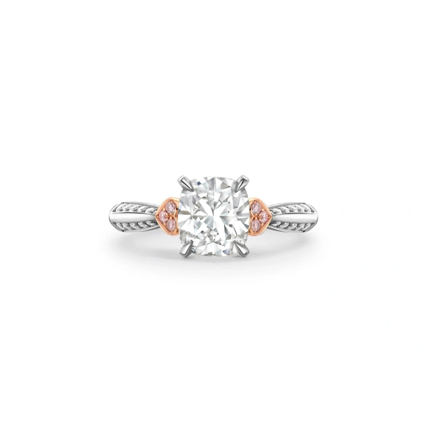 Boodles Trilogy Diavik Cushion Diamond Pink Diamond Shoulders Platinum Ring | Fine Rings | Coveti