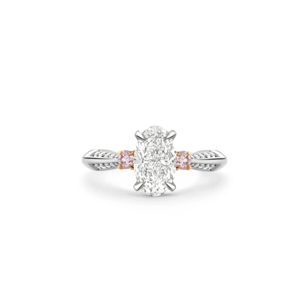Boodles Trilogy Diavik Oval Diamond Pink Diamond Shoulders Platinum Ring | Fine Rings | Coveti