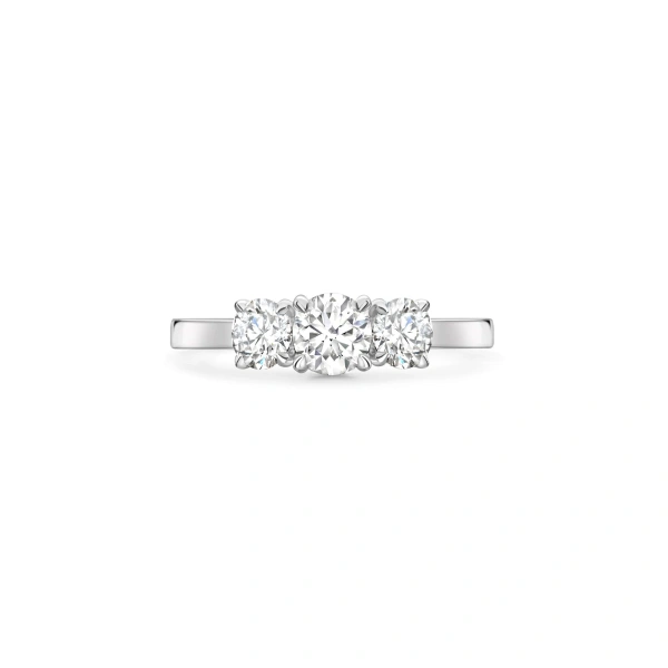 Boodles Trilogy Round Brilliant Platinum Diamond Engagement Ring | Fine Rings | Coveti