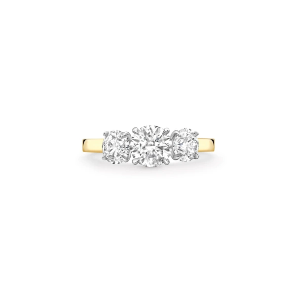 Boodles Trilogy Round Brilliant Yellow Gold Diamond Engagement Ring | Fine Rings | Coveti