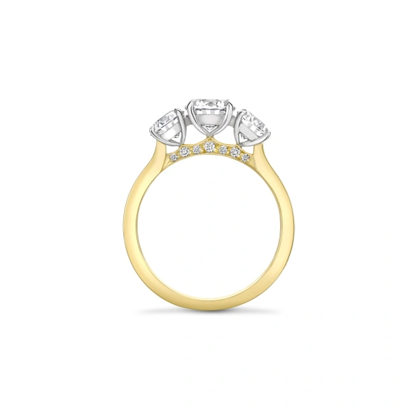 Boodles Trilogy Round Brilliant Yellow Gold Diamond Engagement Ring | Fine Rings | Coveti