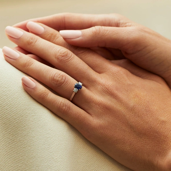 Boodles Trilogy Sapphire Diamond Platinum Engagement Ring | Fine Rings | Coveti