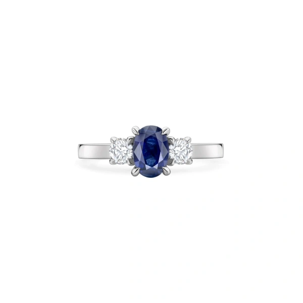 Boodles Trilogy Sapphire Diamond Platinum Engagement Ring | Fine Rings | Coveti