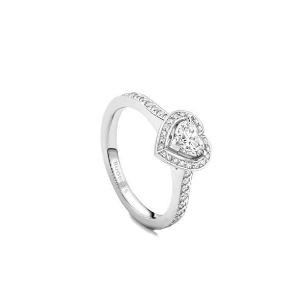 Boodles Vintage Heart Platinum Diamond Ring | Fine Rings | Coveti
