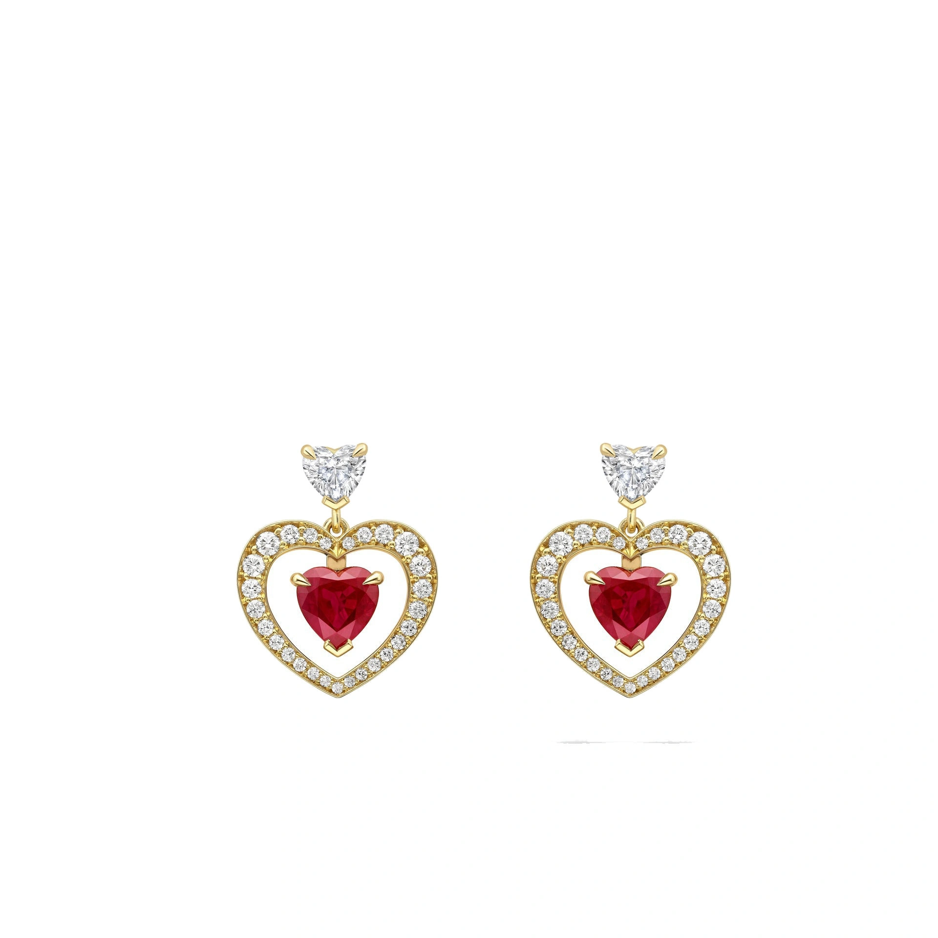 Boodles Vintage Heart Ruby and Diamond Yellow Gold Earrings Boodles Vintage Heart Ruby and Diamond Yellow Gold Earrings | Fine Earrings | Coveti