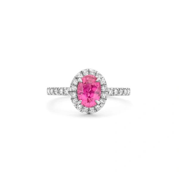 Boodles Vintage Oval Pink Sapphire Platinum Ring | Fine Rings | Coveti