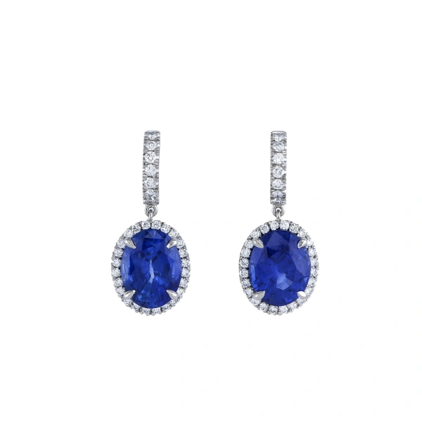 Boodles Vintage Oval Sapphire Platinum Earrings | Fine Earrings | Coveti