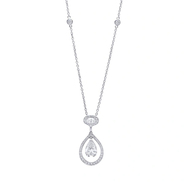 Boodles Vintage Palace Pear Diamond Platinum Pendant | Fine Necklaces | Coveti