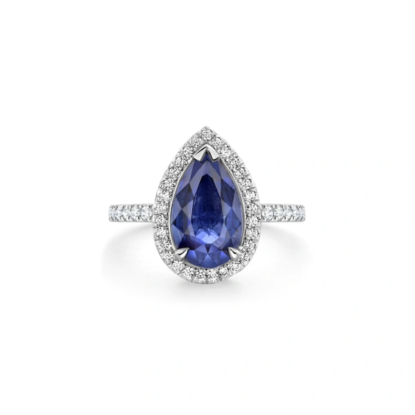 Boodles Vintage Pear Blue Sapphire Engagement Ring | Fine Rings | Coveti