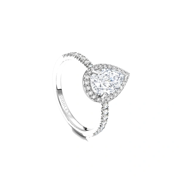Boodles Vintage Pear Cut Platinum Diamond Engagement Ring | Fine Rings | Coveti