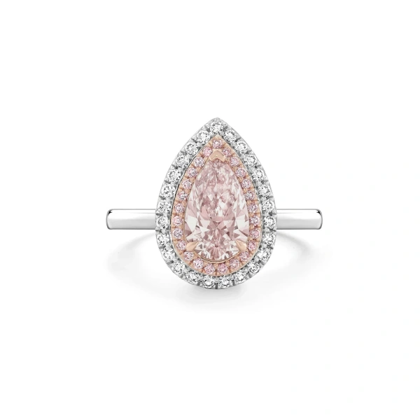 Boodles Vintage Pear Pink Diamond Platinum and Rose Gold Ring | Fine Rings | Coveti