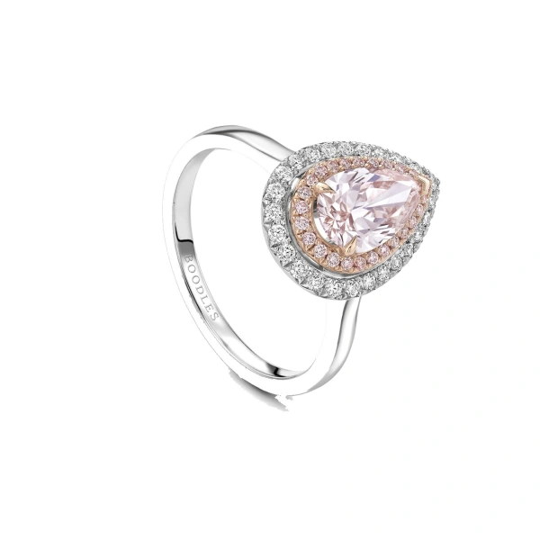 Boodles Vintage Pear Pink Diamond Platinum and Rose Gold Ring | Fine Rings | Coveti