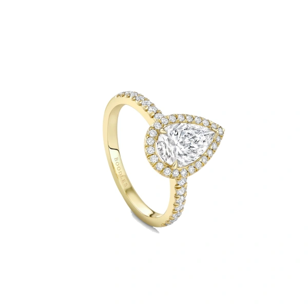 Boodles Vintage Pear Yellow Gold Diamond Engagement Ring | Fine Rings | Coveti