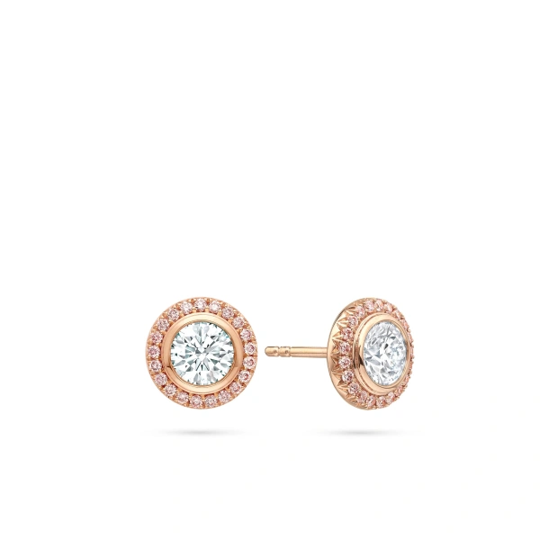 Boodles Vintage Pink and White Diamond Rose Gold Stud Earrings | Fine Earrings | Coveti