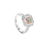 Boodles Vintage Radiant Cut Green Diamond and Pink Diamond Ring | Fine Rings | Coveti