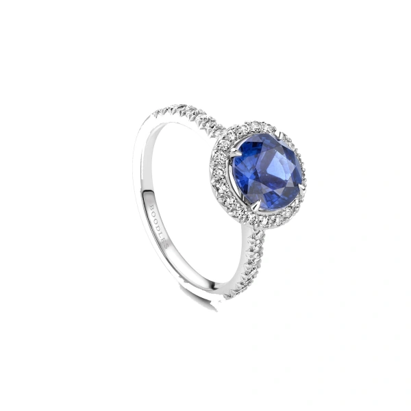 Boodles Vintage Round Blue Sapphire Engagement Ring | Fine Rings | Coveti