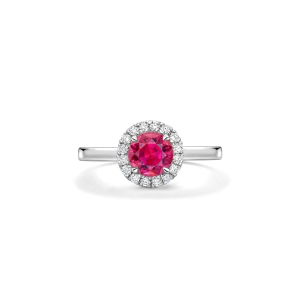 Boodles Vintage Round Pink Sapphire Platinum Ring | Fine Rings | Coveti