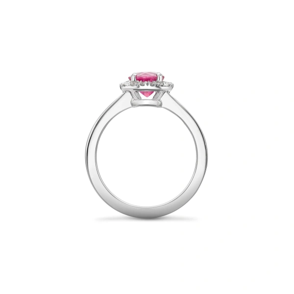 Boodles Vintage Round Pink Sapphire Platinum Ring | Fine Rings | Coveti