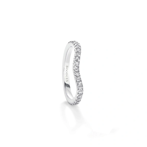 Boodles Vintage Wave Half-Hoop Platinum Diamond Wedding Band | Fine Rings | Coveti