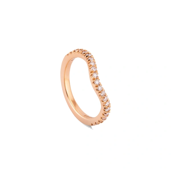 Boodles Vintage Wave Half-Hoop Rose Gold Diamond Wedding Band | Fine Rings | Coveti