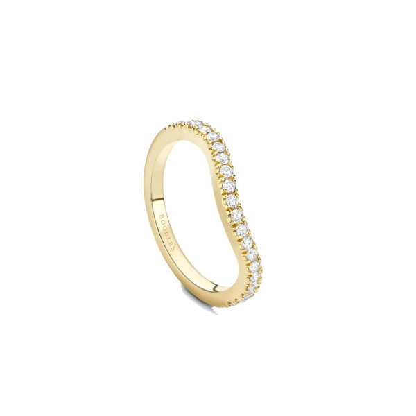 Boodles Vintage Wave Half-Hoop Yellow Gold Diamond Wedding Band | Fine Rings | Coveti