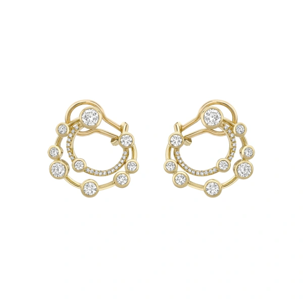 Boodles Waterfall Double Hoop Yellow Gold Earrings | Fine Earrings | Coveti