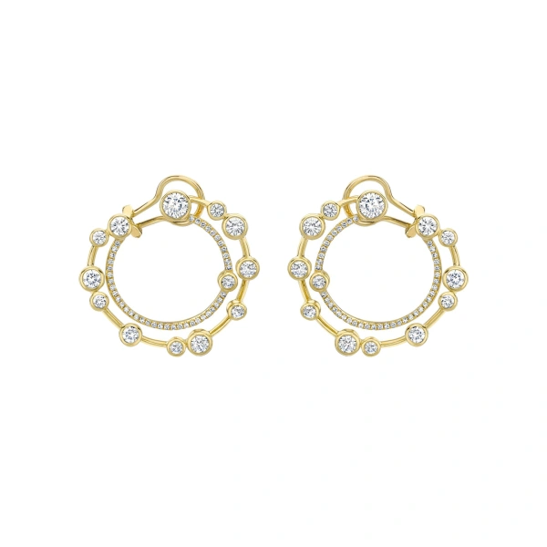 Boodles Waterfall Large Diamond Yellow Gold Hoop Earrings | Fine Earrings | Coveti