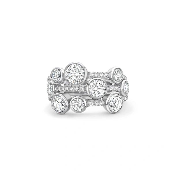 Boodles Waterfall Medium Three Row Platinum Diamond Ring | Fine Rings | Coveti
