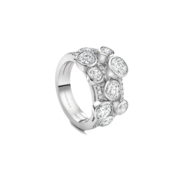 Boodles Waterfall Medium Three Row Platinum Diamond Ring | Fine Rings | Coveti