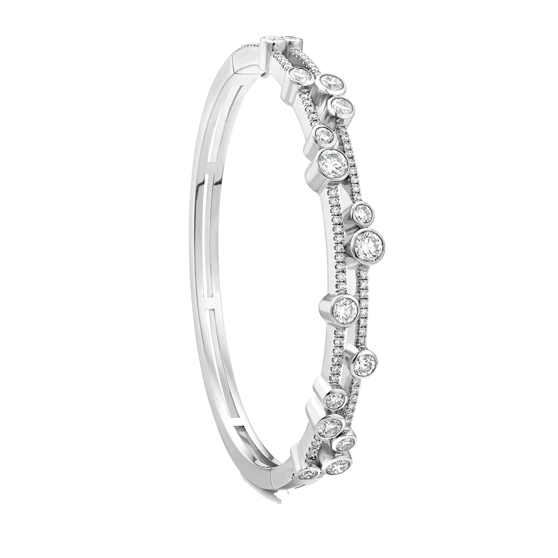 Boodles Waterfall Platinum Diamond Double Bangle Boodles Waterfall Platinum Diamond Double Bangle | Fine Bracelets | Coveti