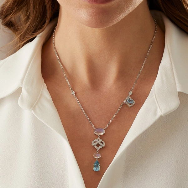 Boodles Woodland Aquamarine Diamond White Gold Pendant | Fine Necklaces | Coveti