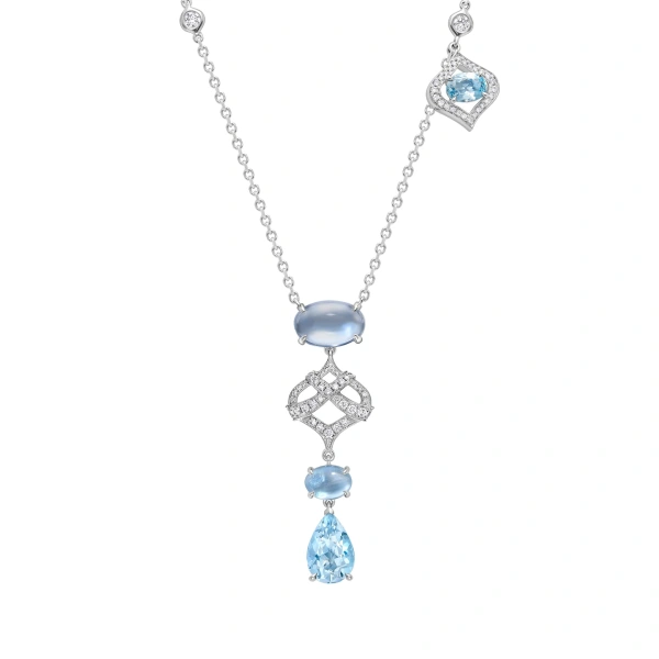 Boodles Woodland Aquamarine Diamond White Gold Pendant | Fine Necklaces | Coveti