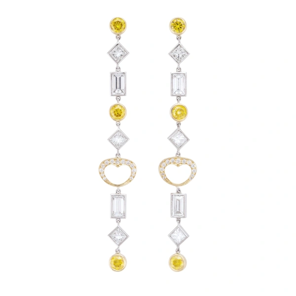 Boodles Yellow and White Diamond Drop Earrings | Fine Earrings | Coveti