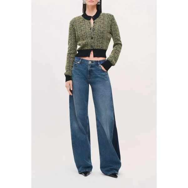 Brandon Maxwell Aubrey Cardigan in Green Static | Cardigan | Coveti