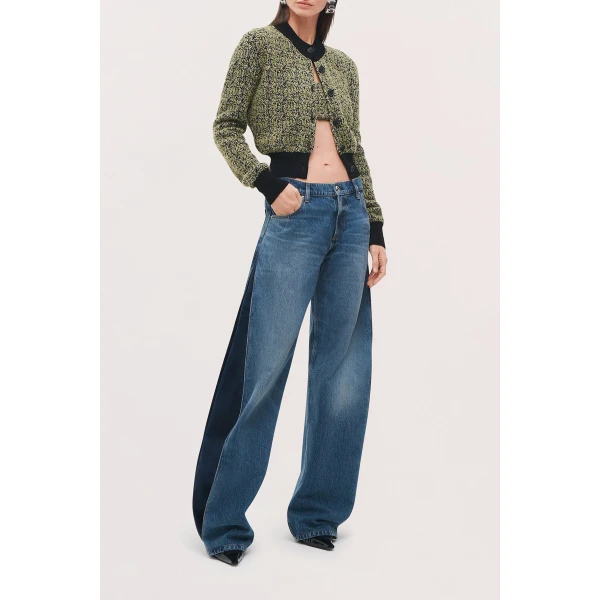 Brandon Maxwell Aubrey Cardigan in Green Static | Cardigan | Coveti