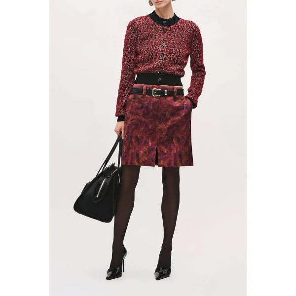 Brandon Maxwell Aubrey Cardigan in Red Static | Cardigan | Coveti