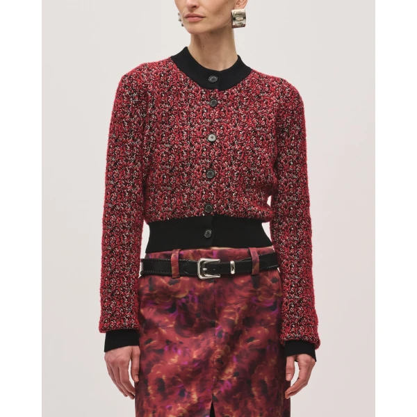 Brandon Maxwell Aubrey Cardigan in Red Static | Cardigan | Coveti