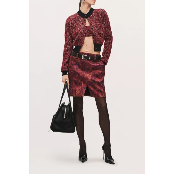 Brandon Maxwell Aubrey Cardigan in Red Static | Cardigan | Coveti